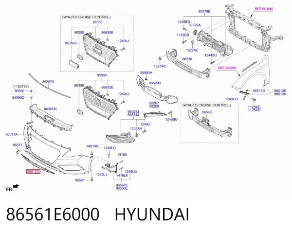 Parrilla 86561E6000 Hyundai/Kia