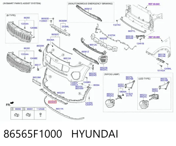 Protector para parachoques 86565F1000 Hyundai/Kia