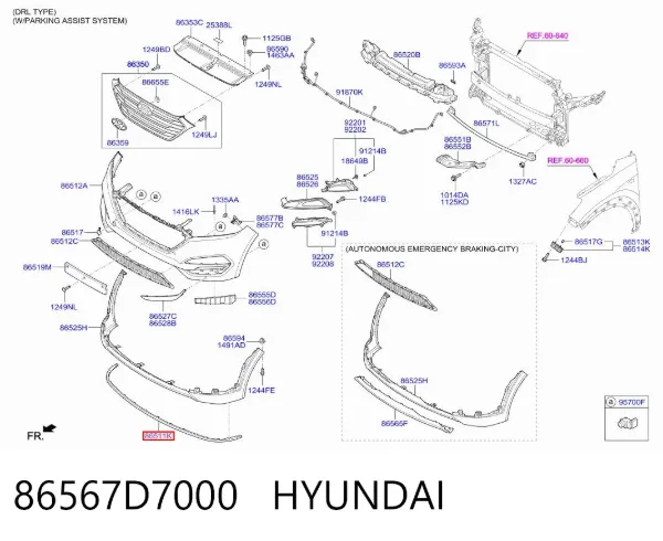 Alerón delantero 86567D7000 Hyundai/Kia