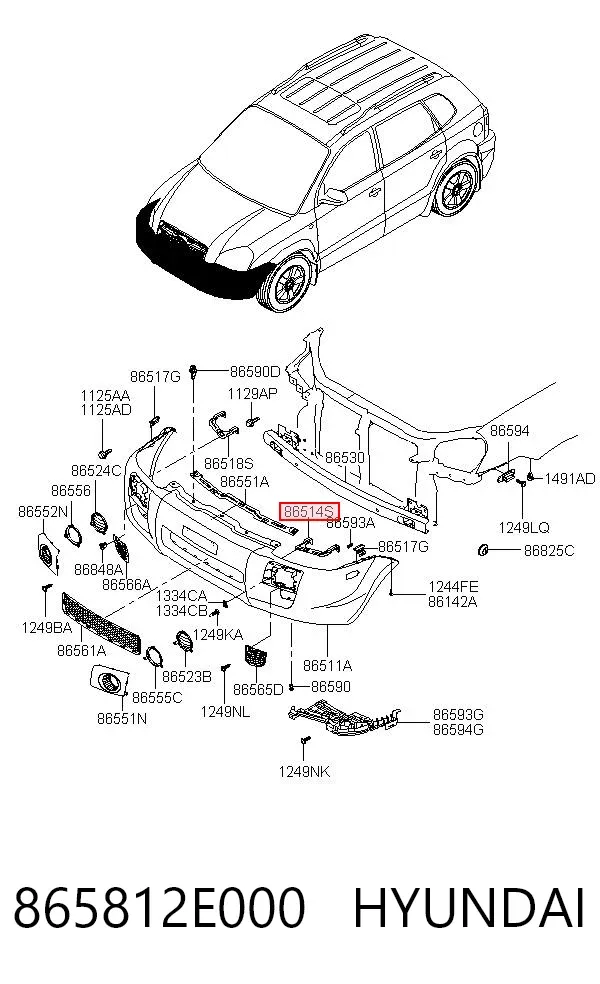 Soporte de parachoques delantero izquierdo 865812E000 Hyundai/Kia
