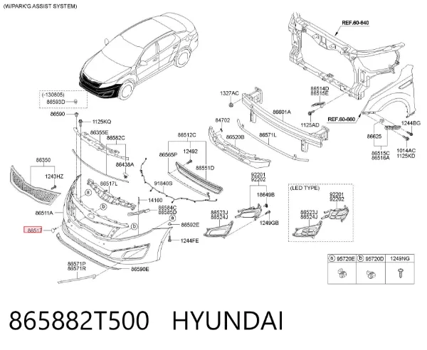 Tapa del enganche de remolcado delantera KIA Optima III