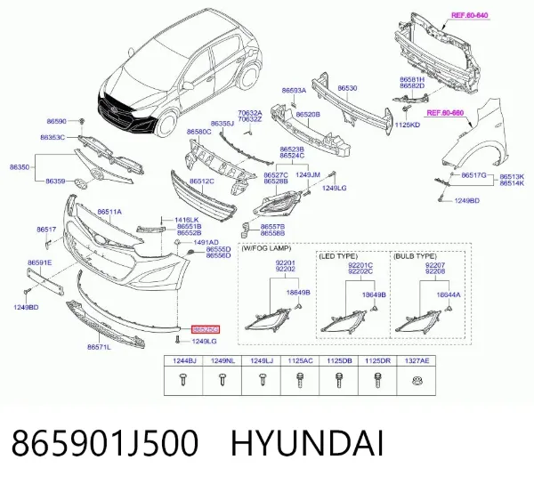 Alerón delantero 865901J500 Hyundai/Kia
