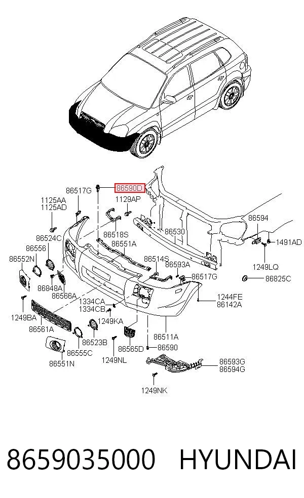 Clip de fijación de parachoques delantero 8659035000 Hyundai/Kia