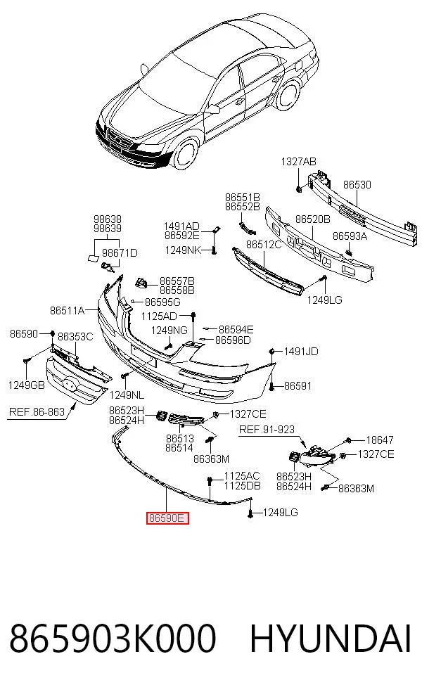 Alerón delantero 865903K000 Hyundai/Kia