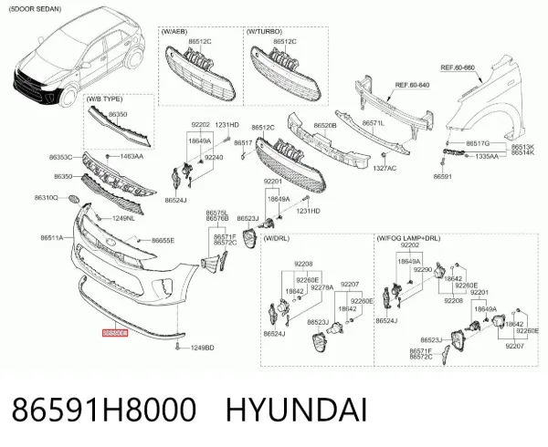 Alerón delantero 86591H8000 Hyundai/Kia