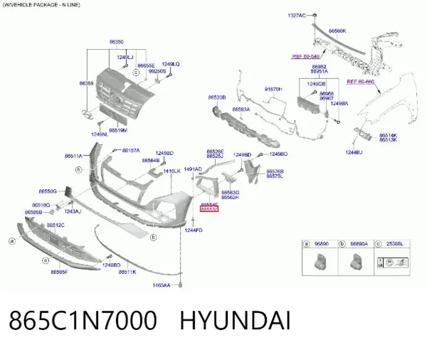 Moldura de rejilla de parachoques delantera izquierda 865C1N7000 Hyundai/Kia