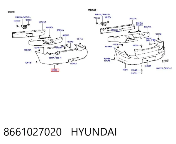 Parachoques trasero 8661027020 Hyundai/Kia