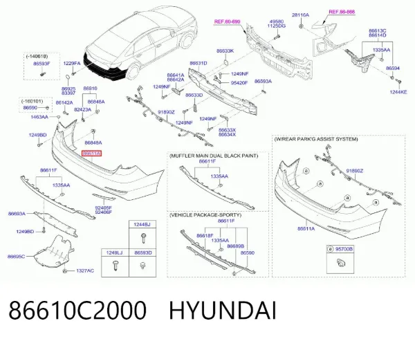 Parachoques trasero Hyundai Sonata VII