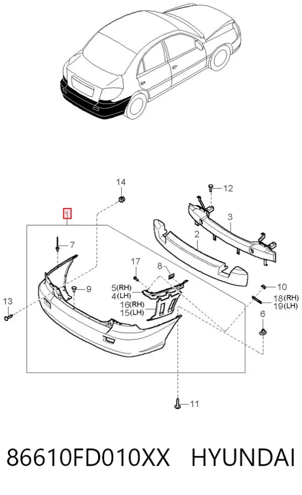 Parachoques trasero KIA Rio 