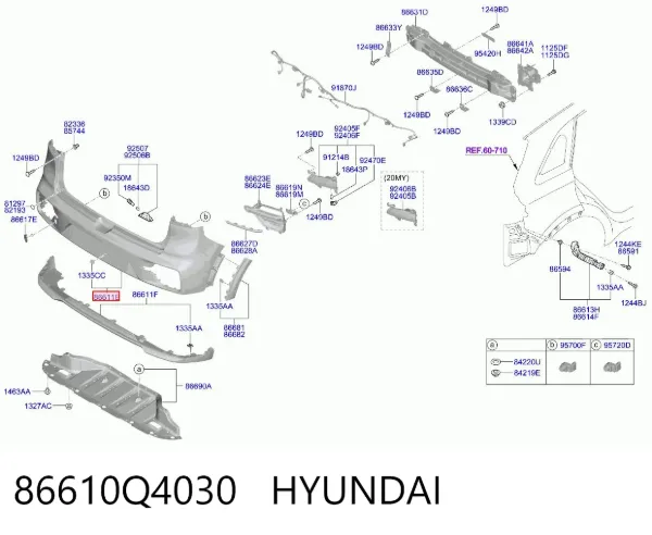 Parachoques trasero 86610Q4030 Hyundai/Kia