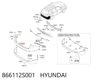 Parachoques trasero, parte superior HYUNDAI 866112S001