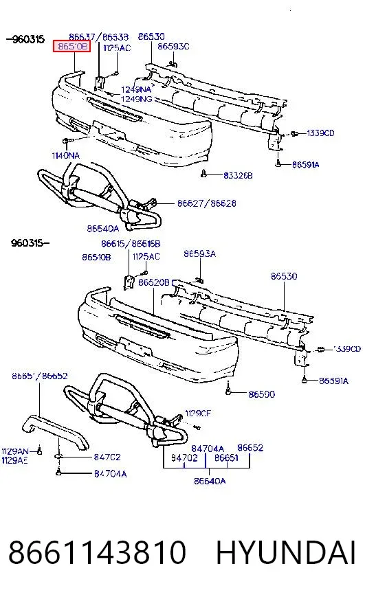 Paragolpes 8661143810 Hyundai/Kia