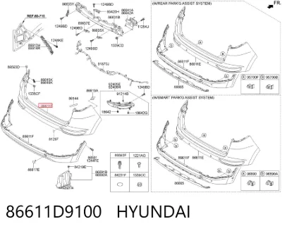Parachoques trasero, parte superior HYUNDAI 86611D9100