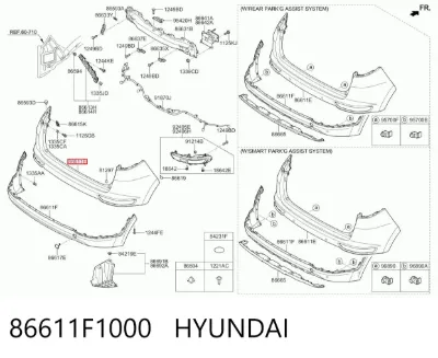 Parachoques trasero, parte superior HYUNDAI 86611F1000