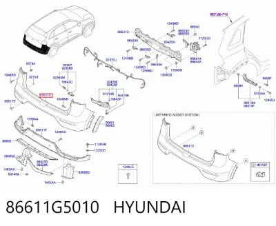 Parachoques trasero, parte superior HYUNDAI 86611G5010