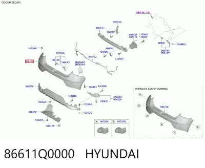 Parachoques trasero, parte superior HYUNDAI 86611Q0000