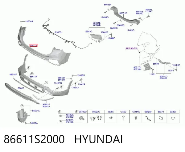 Parachoques trasero 86611S2000 Hyundai/Kia
