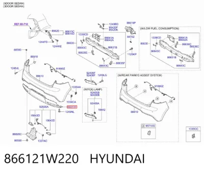 Parachoques trasero, parte inferior HYUNDAI 866121W220