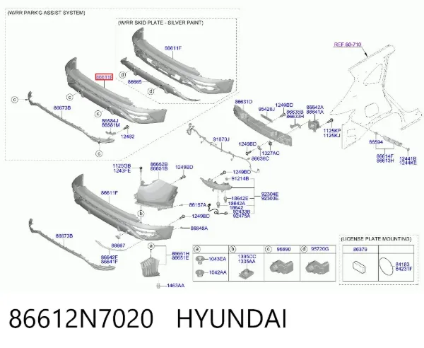 Parachoques trasero 86612N7020 Hyundai/Kia