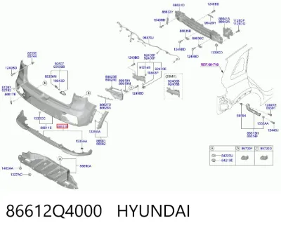 Parachoques trasero, parte inferior HYUNDAI 86612Q4000