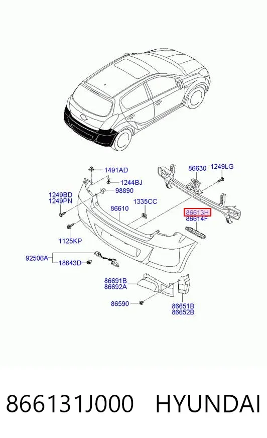 Soporte del parachoques trasero derecho 866131J000 Hyundai/Kia