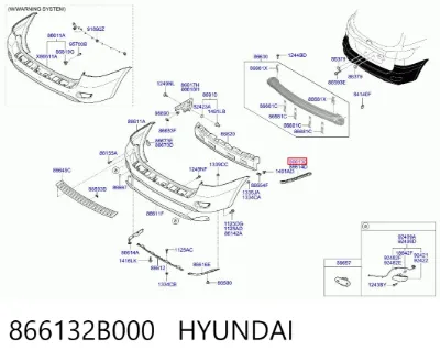 Soporte exterior izquierdo del parachoques trasero HYUNDAI 866132B000