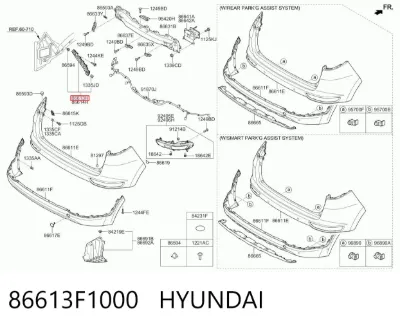 Soporte de parachoques trasero izquierdo HYUNDAI 86613F1000