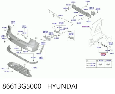 Guía izquierda del parachoques trasero HYUNDAI 86613G5000