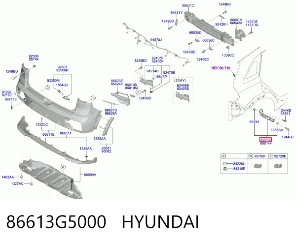 Guía izquierda del parachoques trasero 86613G5000 Hyundai/Kia