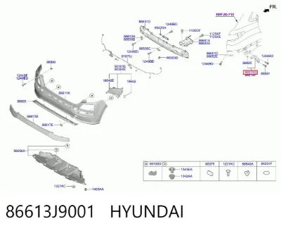 Soporte del parachoques trasero derecho HYUNDAI 86613J9001