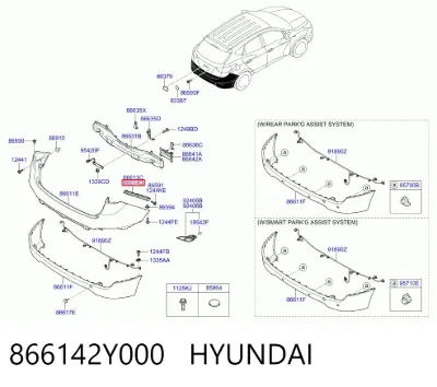 Soporte del parachoques trasero derecho HYUNDAI 866142Y000