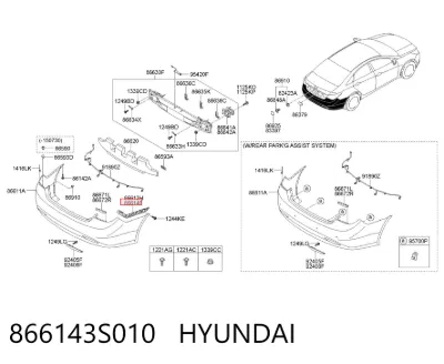 Soporte del parachoques trasero derecho HYUNDAI 866143S010