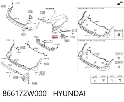 Soporte de parachoques trasero izquierdo HYUNDAI 866172W000