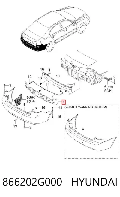 Absorbedor de parachoques trasero HYUNDAI 866202G000