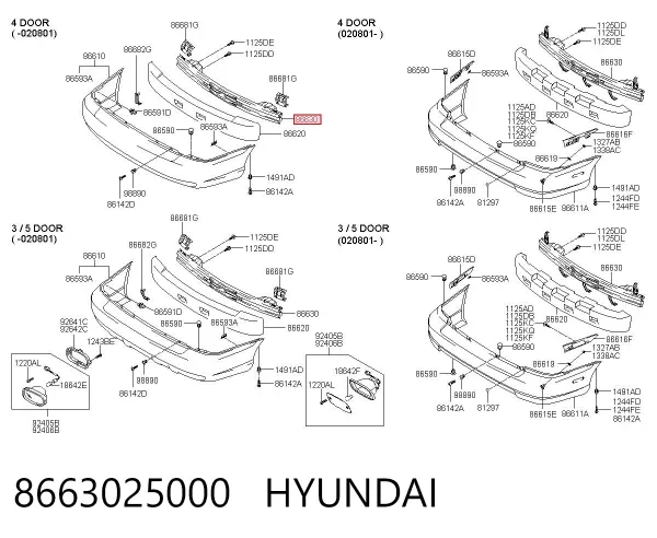 Refuerzo parachoques trasero Hyundai Accent II