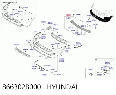 Refuerzo de parachoques trasero HYUNDAI 866302B000