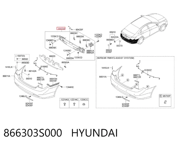 Refuerzo parachoques trasero Hyundai Sonata VI