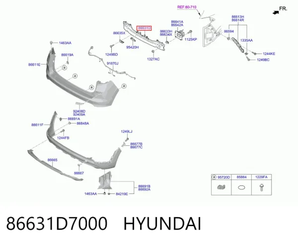 Refuerzo parachoques trasero 86631D7000 Hyundai/Kia