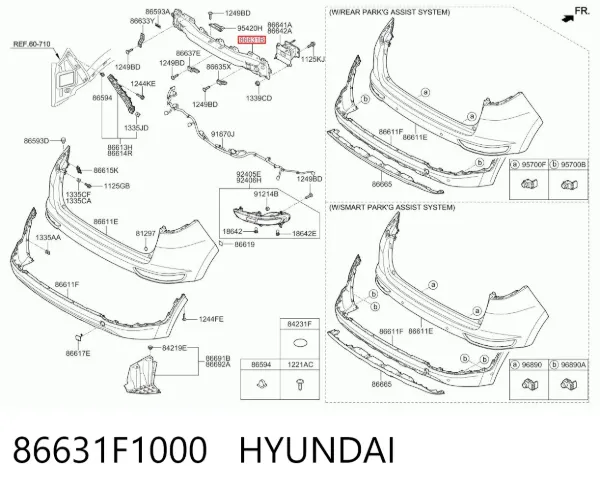 Refuerzo parachoques trasero 86631F1000 Hyundai/Kia