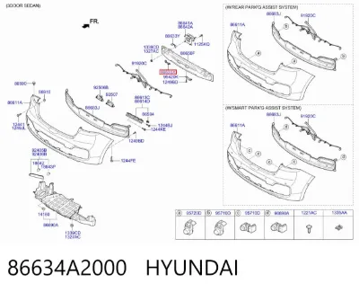 Soporte del refuerzo del parachoques trasero HYUNDAI 86634A2000