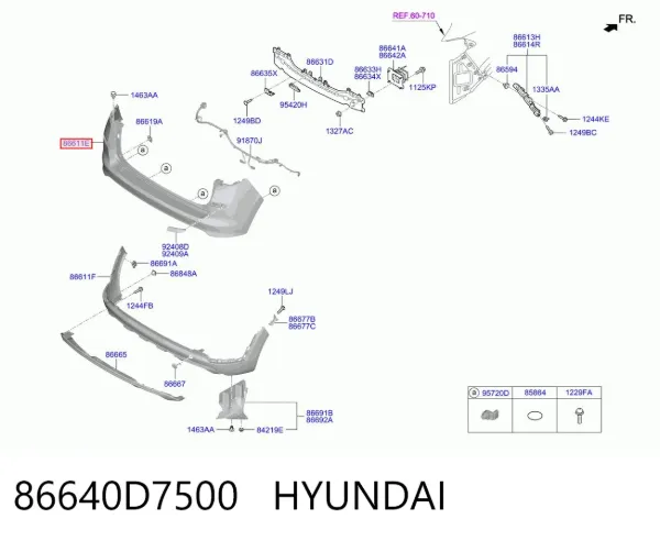 Parachoques trasero 86640D7500 Hyundai/Kia