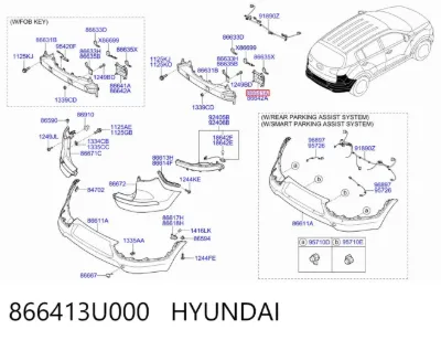 Soporte del refuerzo del parachoques trasero HYUNDAI 866413U000