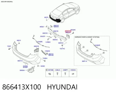 Soporte del refuerzo del parachoques trasero HYUNDAI 866413X100