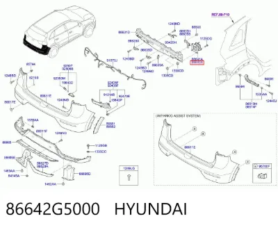 Soporte del refuerzo del parachoques trasero HYUNDAI 86642G5000