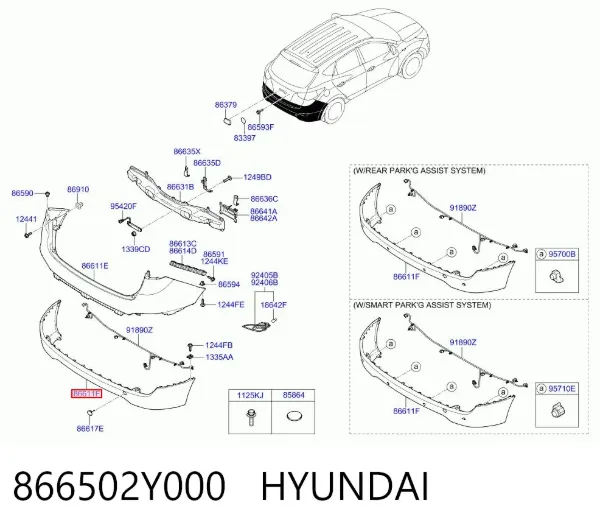 Parachoques trasero, parte inferior 866502Y000 Hyundai/Kia