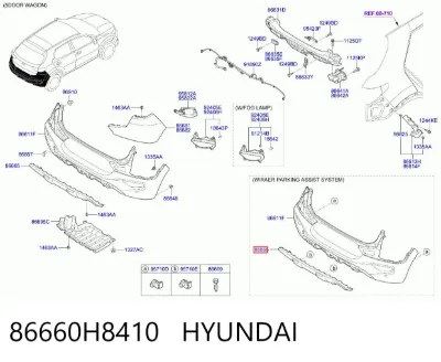 Alerón del parachoques trasero HYUNDAI 86660H8410
