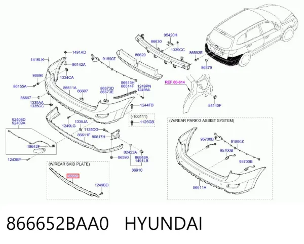 Protector de parachoques trasero 866652BAA0 Hyundai/Kia