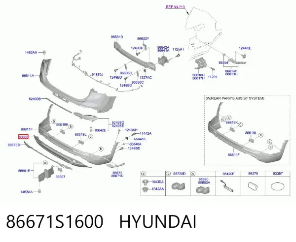 Protector parachoques trasero 86671S1600 Hyundai/Kia
