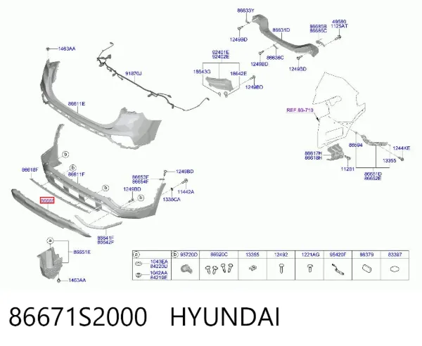 Protector de parachoques trasero 86671S2000 Hyundai/Kia