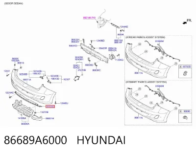 Embellecedor central del parachoques trasero HYUNDAI 86689A6000